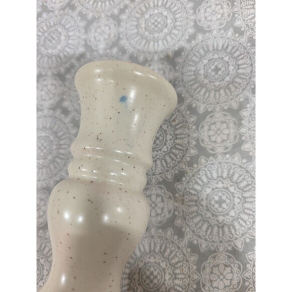 Pair 6" Cream Speckled Ceramic Taper Candle Holders Farmhouse Rustic Mantel - Picture 5 of 5